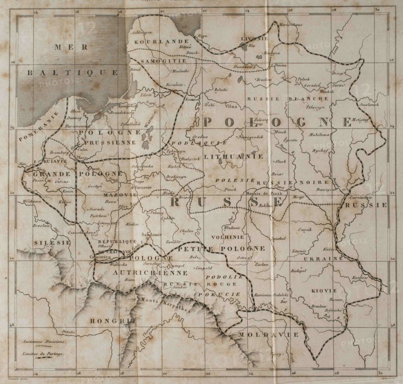 General map of Poland. Engraved by Lemaitre. History of Poland, by Charles Foster. Panorama Universal, 1840.