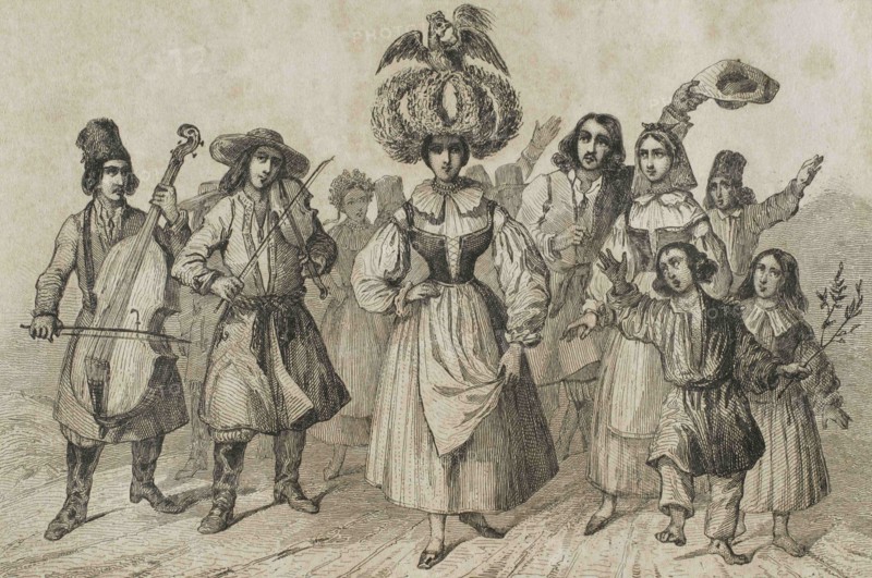 Poland. Harvesters Festival. Engraving by Lemaitre. History of Poland, by Charles Foster. Panorama Universal, 1840.