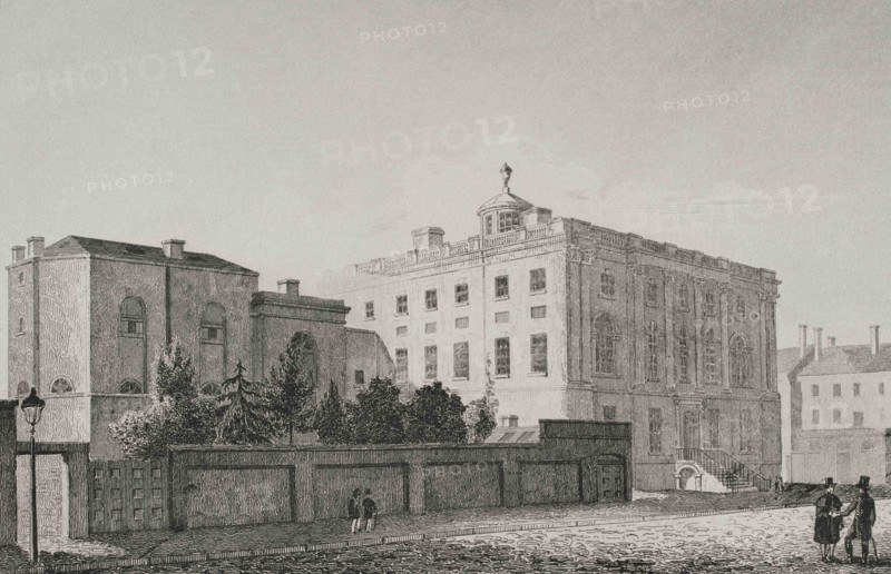 United States. University of Pennsylvania, in Philadelphia. The University occupied the "President's House", built in 1790, from 1801 until 1829. It was demolished in 1829 and two new University buildings were erected on the same place. President's House viewed from the southeast, with 1806-1807 Medical Departament wing (at left). Engraving. Panorama Universal. History of the United States of America, from 1st edition of Jean B.G. Roux de Rochelle's Etats-Unis d'Amérique in 1837. Spanish edition, printed in Barcelona, 1850.
