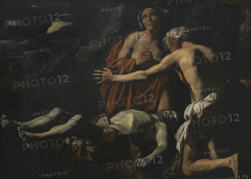 Matthias Stom (ca.1600-h.1650). Dutch painter. Lamentation over the dead Abel, ca.1632. Oil on canvas. National Museum of Fine Arts. Valletta. Malta.