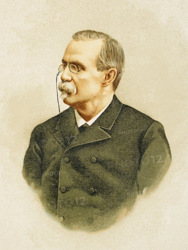 Antonio Cánovas del Castillo (1828-1897). Spanish politician and historian. Founder of the Conservative Party. Portrait. Chromolithography. "Historia General de España" (General History of Spain), by Miguel Morayta. Volume VIII. Madrid, 1894.