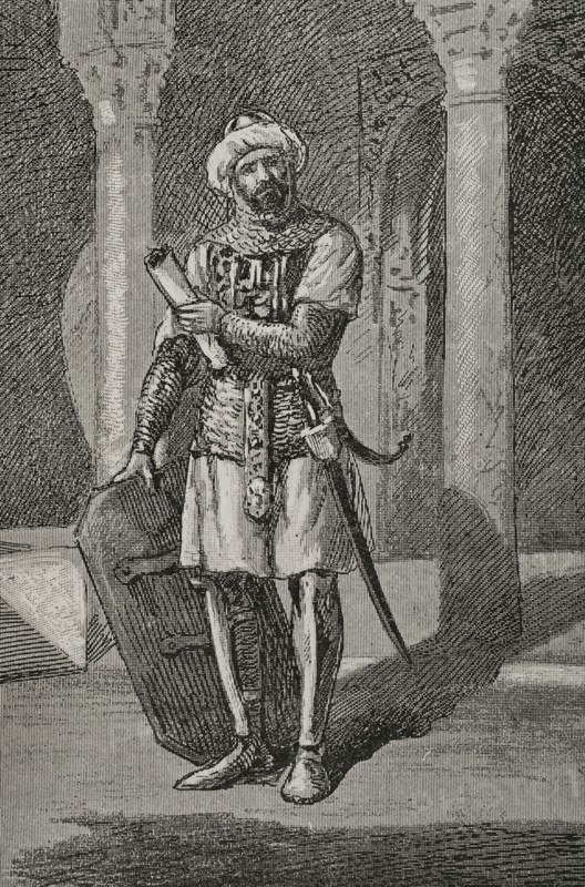 Abd al-Rahman III (Abd al-Rahman ibn Muhammad) (891-961). Last Ummayad Emir of Cordoba (912-929) and first Umayyad caliph of Cordoba (929-961). Portrait. Engraving by Serra Pausas. ""Glorias Espanolas"" (Glories of Spain). Volume II. Published in Barcelona, 1890.