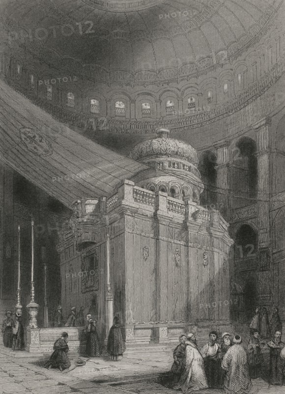 History of Israel. Jerusalem. Holy Sepulchre. Engraving. "Historia Universal", by César Cantú). Volume III, 1855.