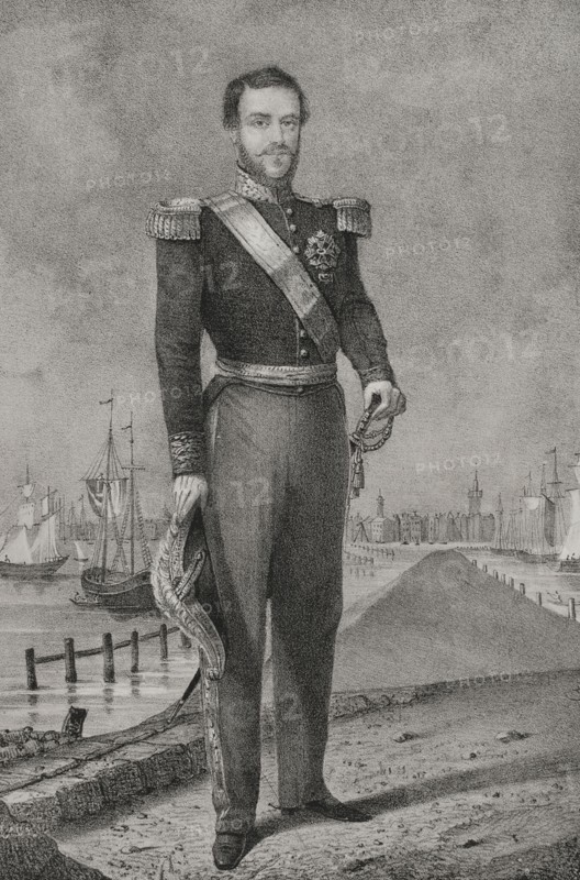 William III of the Netherlands (1817-1890). King of the Netherlands and Grand Duke of Luxembourg (1849-1890). Portrait. Drawing by C. Legrand. Lithography by J. Donon. ""Reyes Contemporaneos"". Volume I. Published in Madrid, 1855.