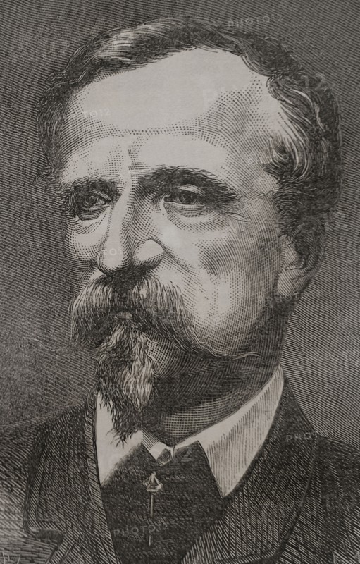 Henry d'Orleans (1822-1897). Duke of Aumale. French prince of the House of Orleans, son of King Louis-Philippe I. Portrait. Detail. Engraving by Capuz. ""Historia de la Guerra de Francia y Prusia"" (History of the War between France and Prussia). Volume II. Published in Barcelona, 1871.