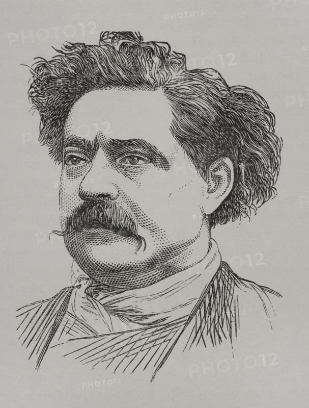 Frederic Cournet (Frederic Etienne Cournet) (1837-1885). French journalist who worked for the newspaper ""Le Reveil"". He took part in the defence of Paris during the Franco-Prussian War (1870-1871) commanding a battalion of the National Guard. Member of the Paris Commune in March 1871. After the end of the Commune he fled to Great Britain and was condemned to death. In November 1871 he was elected member of the General Council of the First International. After the amnesty of 1880 Cournet returned to France, became one of the leaders of the Blanquists in Lyon and Paris and took up journalism again. Portrait. Engraving. ""Historia de la Guerra de Francia y Prusia"" (History of the War between France and Prussia). Volume II. Published in Barcelona, 1871.