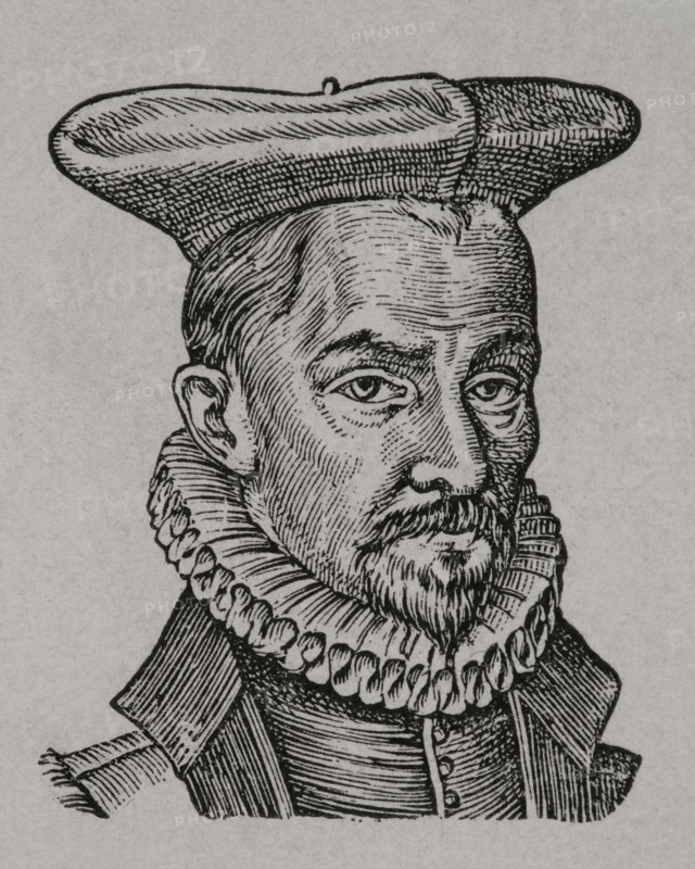 Pierre Pithou (1539-1596). French lawyer and scholar, also known as Petrus Pithoeus. Portrait. Engraving. Sciences & Lettres au Moyen Age et a l'epoque de la Renaissance. Paris, 1877.