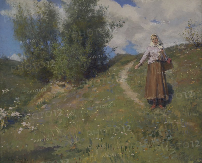Janis Rozentals (1866-1916). Latvian painter. Song of the Shepherdess, 1898. Tempera on canvas (59 x 72 cm). Latvian National Museum of Art. Riga, Latvia.