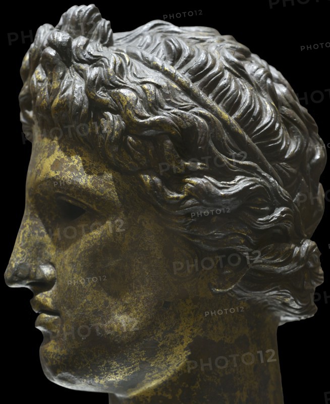 Head from a statue of Apollo. Bronze. 2nd-3rd centuries AD. From Serdica (Sofia), Bulgaria. National Archaeological Museum. Sofia. Bulgaria.