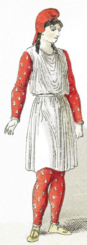 The figure in this illustration, which dates to 1882, represents a man living in Asia Minor (present-day Turkey) in ancient times. .