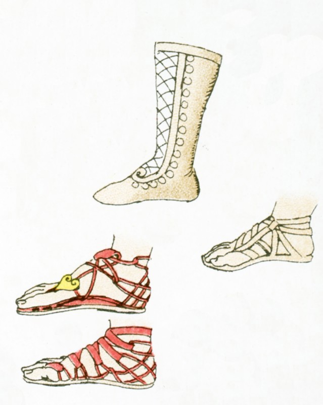 The illustration here shows ancient Greek shoes.The illustration dates to 1882.