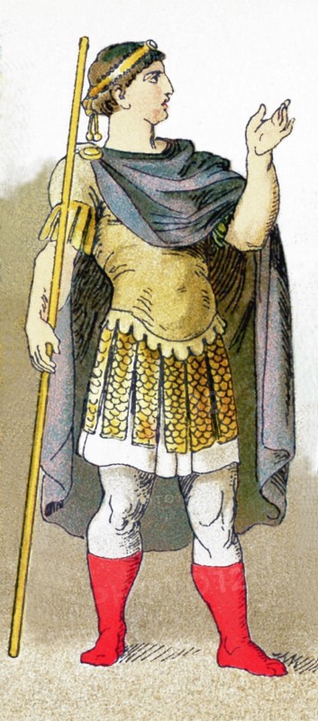 Justinian I (483-565) ruled as Byzantine emperor from 527 to 565. His reign was the rebirth of imperial greatness. His generals recovered Africa from the Vandals and Italy from the Ostrogoths. He had the church of the Hagia Sophia built. He called the Second Council of Constantinople in 553. The illustration dates to 1882.