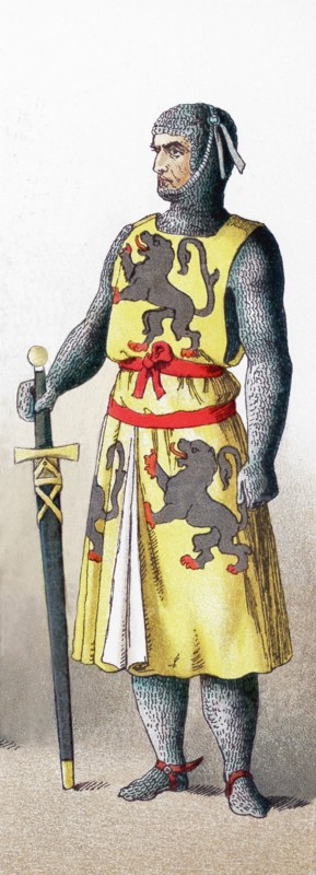 The figure represented here is a French knight around A.D. 1100. The illustration dates to 1882.