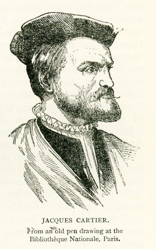 This illustration of Jacques Cartier dates to 1912. It is based on an old pen drawing that is house in the Bibliotheque Nationale in Paris. Jacques Cartier (1491-1557) was a Breton explorer who claimed what is now Canada for France and was the first European to describe and map the Gulf of Saint Lawrence and the shores of the Saint Lawrence River.
