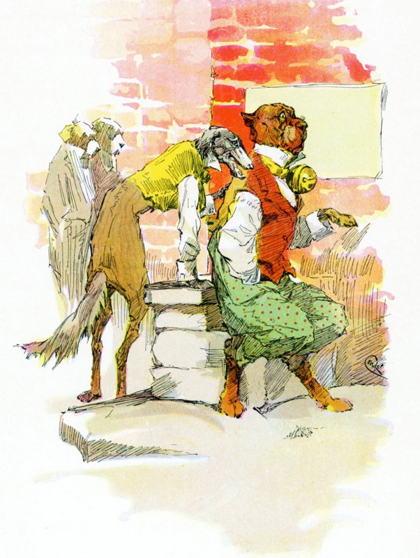 J.M. Conde illustrated the tales of the legendary Greek fablist Aesop, including the story of the Mischievous Dog, with its moral ""Notoriety is often mistaken for fame."" Conde published his drawings in 1905 in New York. Aesop was a sixth-century B.C. legendary composer of Greek fables, whose characters were animals. Each fable had a moral. It was said that Aesop was a slave and had been freed by his master. .