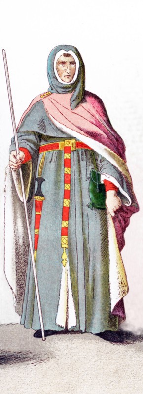 The figure pictured here represents an English member of a court martial in the court of Henry VI. The illustration dates to 1882.