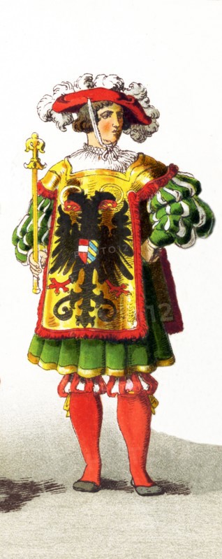 The figure represented here is a German Imperial herald between 1500 and 1550. This illustration dates to 1882.