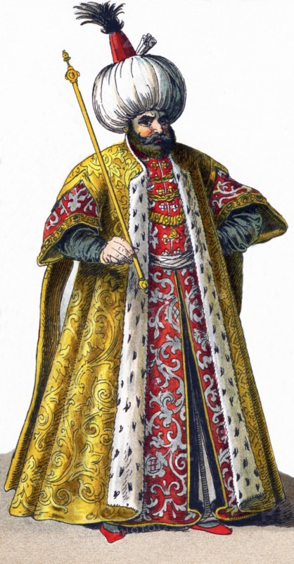 Represented here is an Ottoman Sultan in the Ottoman Empire in 1500. The illustration dates to 1882.