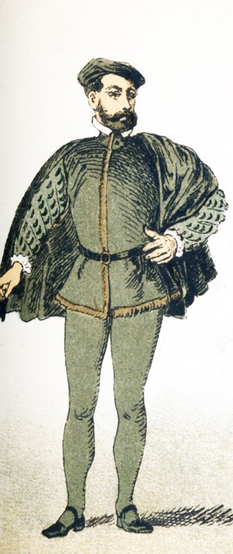 The figure pictured here represents an Italian of rank around 1500 A.D. The illustration dates to 1882. .