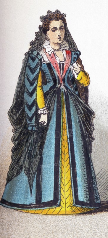 This illustration shows an Italian woman between 1500 and 1550. The illustration dates to 1882.