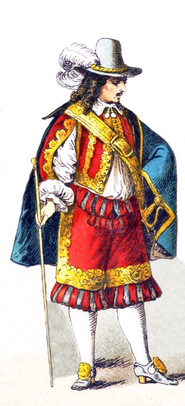 The figure represented here is a German man of rank around 1650. The illustration dates to 1882.