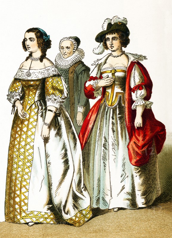The figures illustrated here are women of various classes in the Netherlands in 1600. The illustration dates to 1882.