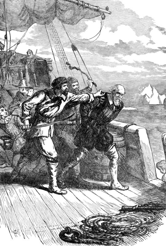 Henry Hudson (fl. 1607-1611) was an English navigator and explorer. He ascended the Hudson River and established Dutch claims to the region. He later explored Hudson Bay for the English, while seeking the Northwest Passage. The hudson River and Hudson Bay are boith named for him. In June 1611, some of Hudson's crew mutinied and set Hudson (pictured here in this late 1800s engraving) and his son and seven crew members adrift in James Bay in a small open boat. They were never heard from again.
