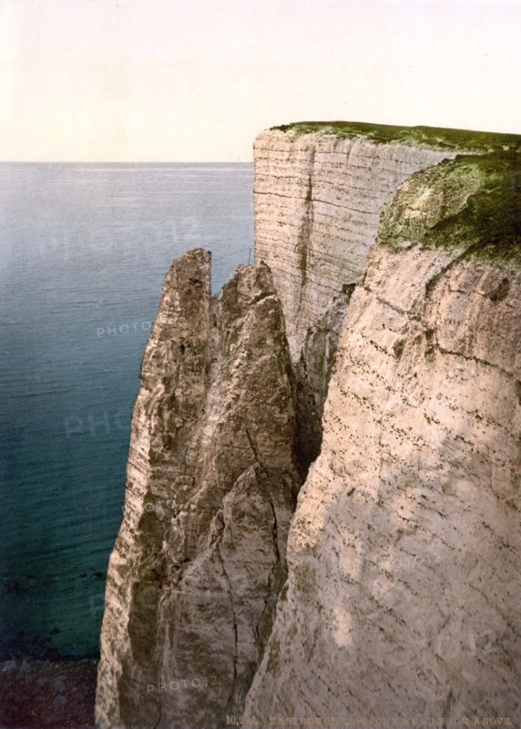 Beachy Head with chalk cliffs.
