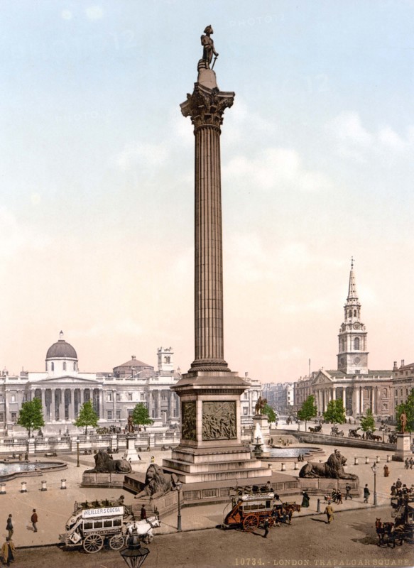 Trafalgar Square and National Gallery.