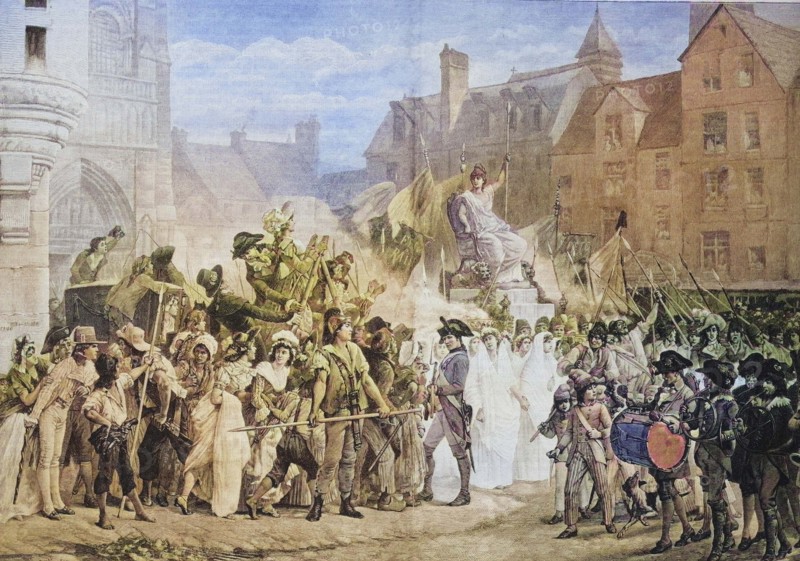 The festival of the Goddess of Reason in Paris in 1793; the Cult of Reason.