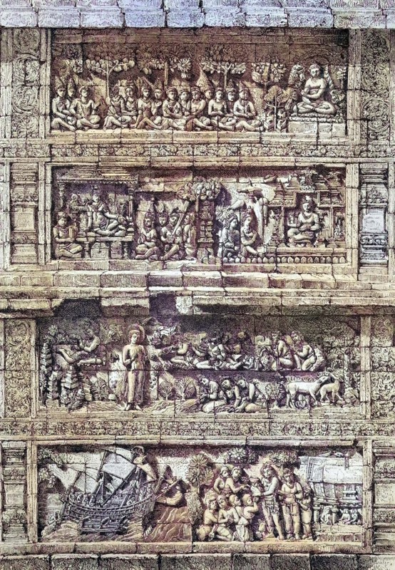 Relief of the temple of Borobudur.