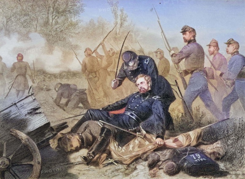 Tod von General Isaac Stevens wahrend des Angriffs auf Chantilly.