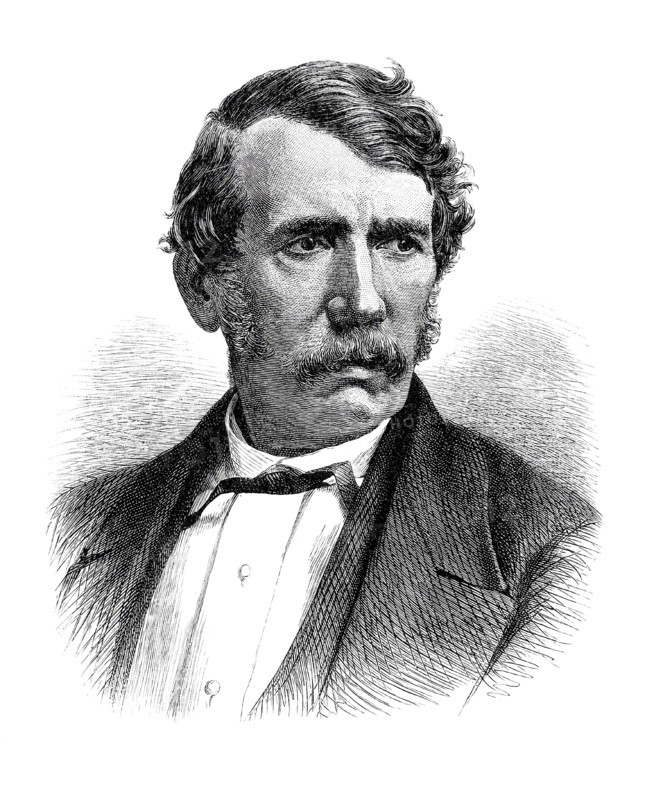 David Livingstone (19 March 1813 - 1 May 1873) was a Scottish missionary and an explorer of Africa. He is considered the discoverer of Victoria Falls, Historical, digitally restored reproduction from an original of the time..