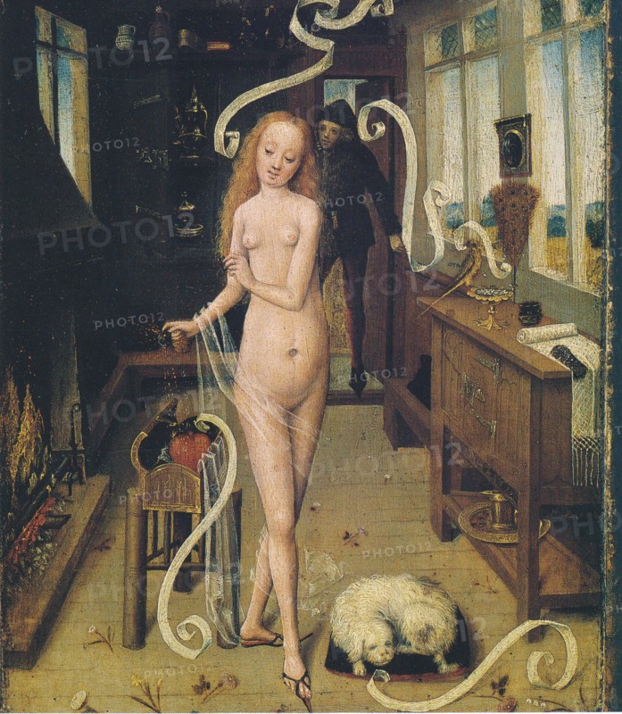 Love spell, young witch tries to use her skills, Historical, digitally restored reproduction from an original of that time..