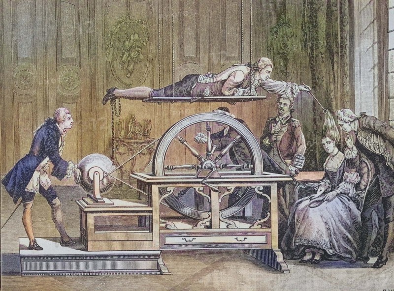 Electrification method in the 18th century.