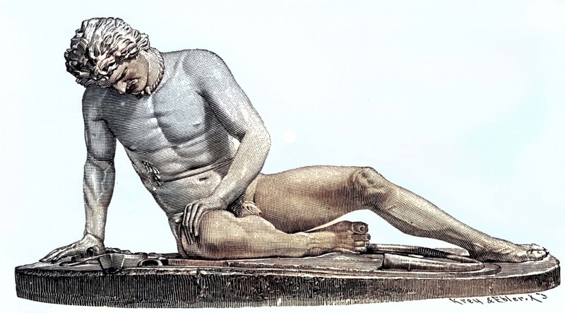 A dying Gaul, marble statue.