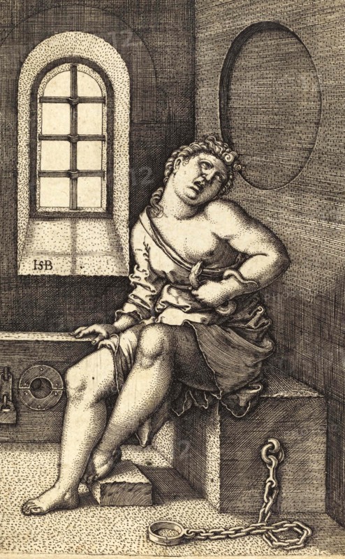 Pharaoh Cleopatra VII born 69 B.C., died 12 August 30 B.C., ruled Egypt as the last queen of the Macedonian-Greek dynasty of the Ptolemies from 51 B.C. to 30 B.C., Cleopatra's death by the bite of the serpent, Historical, digitally restored reproduction from an original of the period.