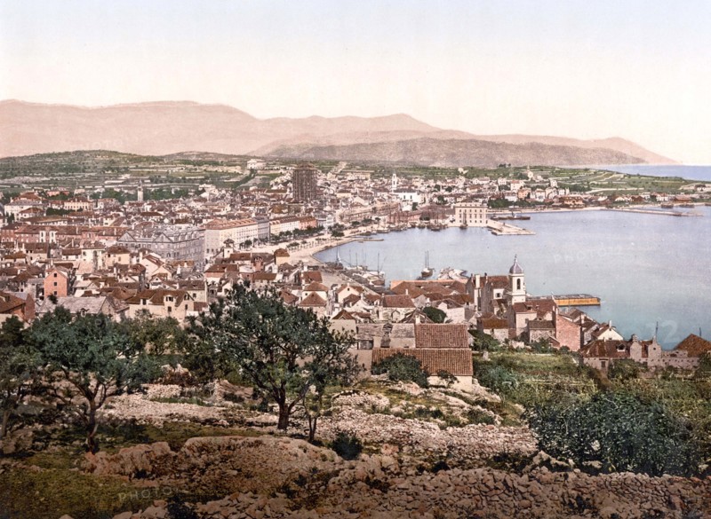 General view of Spalato, Split, Dalmatia, former Austro-Hungary, today Croatia, 1890, Historic, digitally restored reproduction from a 19th century original.