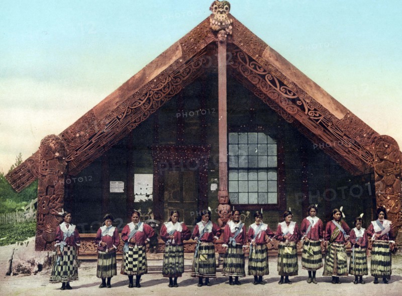 Ohinemutu Poi dancers at the carved house