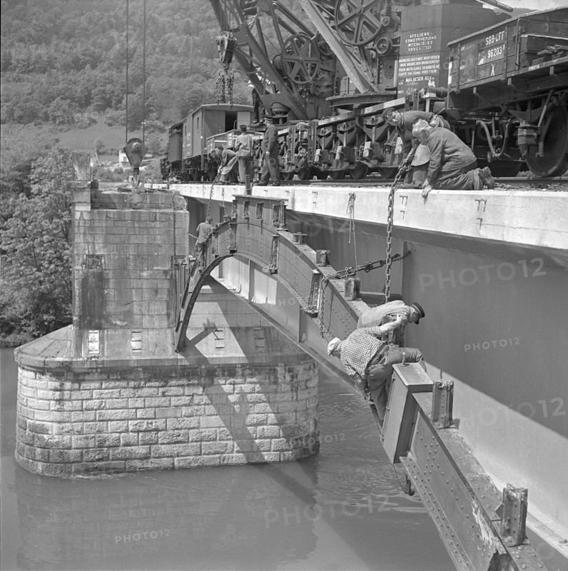 Demolition of Railway bridge; 1952.