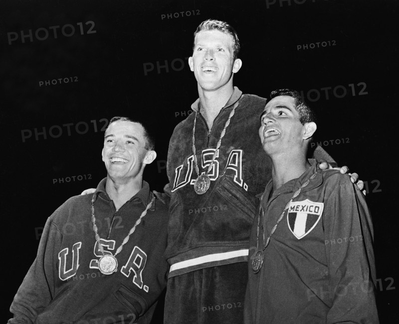 Olympic Games Rome 1960: Winners ceremony with Hall, Tobian, Botella.