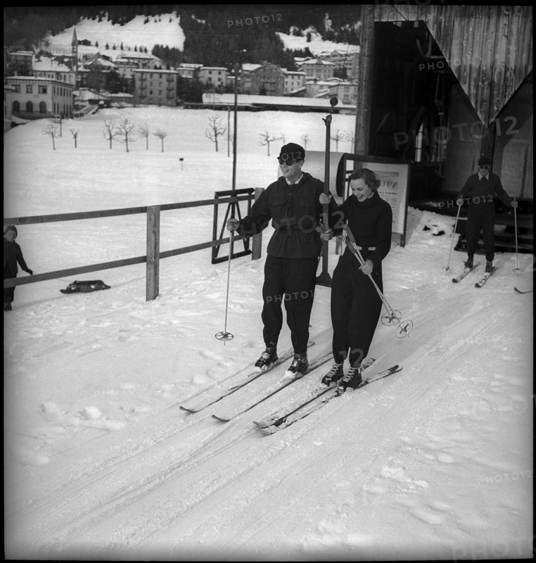 Former King Michael of Romania and Anne of Bourbon-Parma skiing in Davos, 1948.