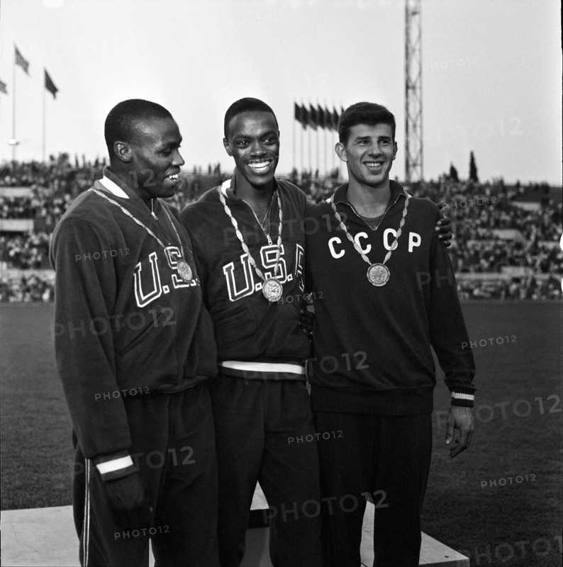 Olympic Games Rome 1960: Robertson, Olympic champion Ralph Boston, Ter-Owanesian.
