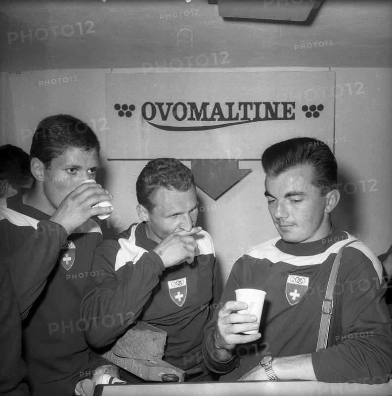 Rome 1960: Schaufelberger, Laeng, Schnellmann with Ovomaltine.