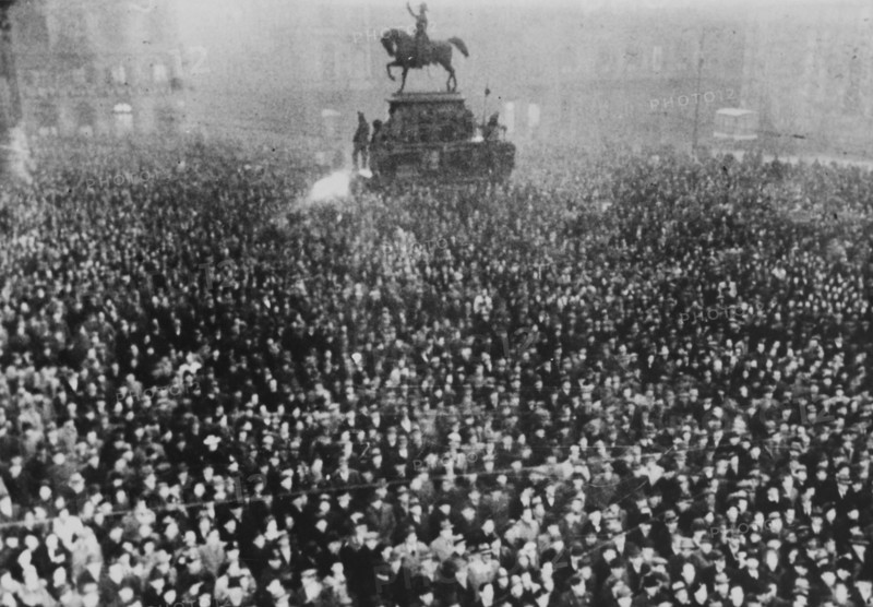 WW 2 Italy: Followers of Mussolini at a demonstration in Torino.