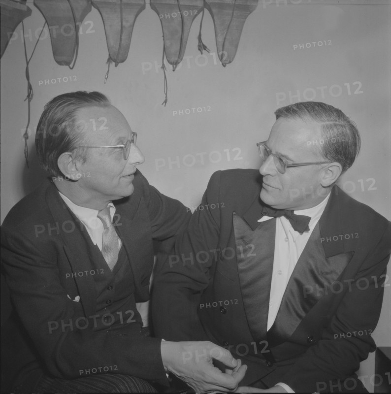 Composer Karl Orff with director Rudolf Wartmann, 1951.