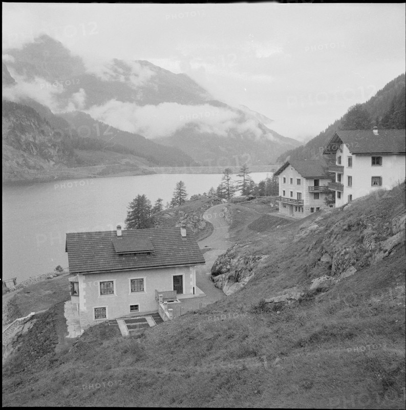 Marmorera with reservoir around 1955.