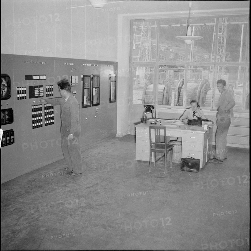 Monitoring center, Marmorera power station around 1954.