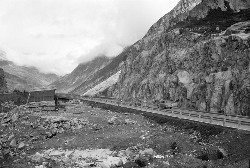 New built section of the road to the Gotthard pass 1971 .
