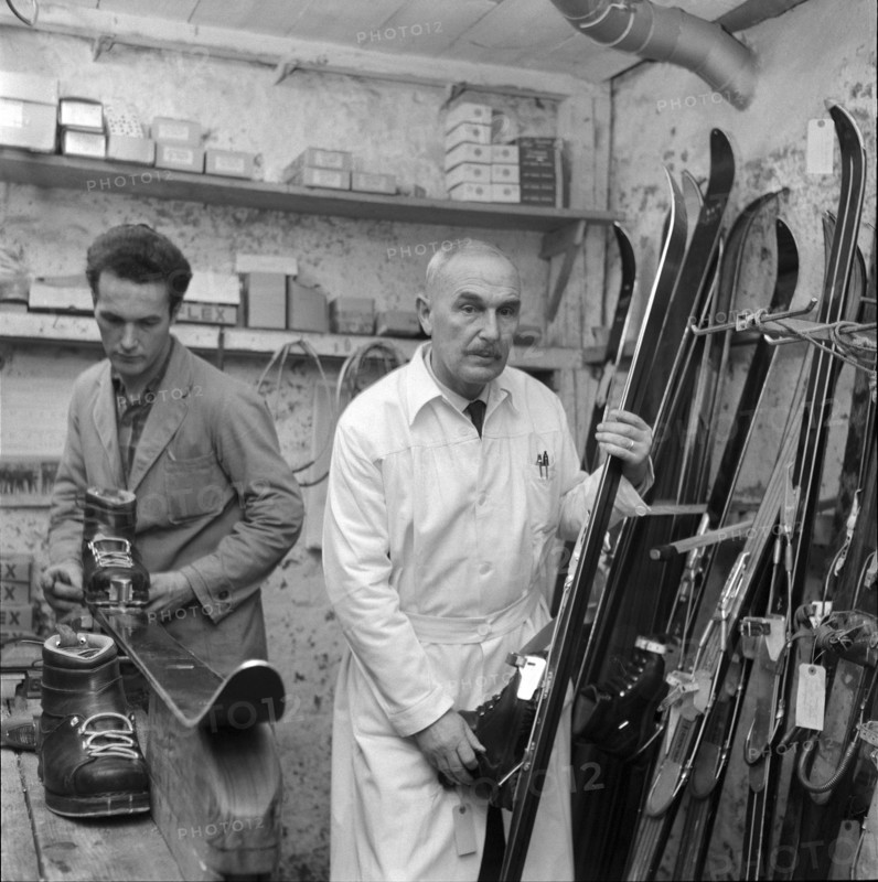 Denis Vaucher in his sports shop in Berne 1951.